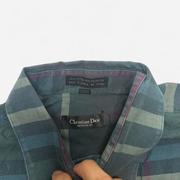 Christian Dior Monsieur Plaid Long Sleeve Button Down Shirt L - Picture 3 of 7